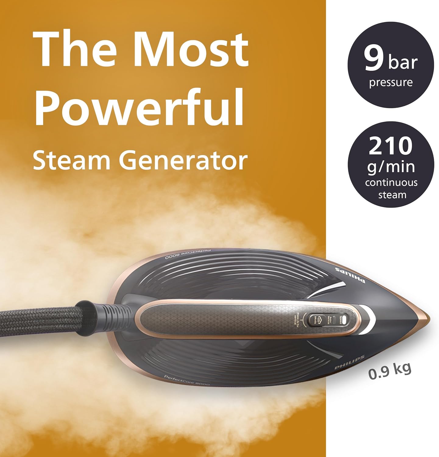 Philips PerfectCare 8000 Series Steam Generator - 3120W, 750g Turbopower Steam Boost, No Burns Guaranteed, Int. Automatic Steam, Ultimate Glide, No Temp settings, 1.4L Tank, Self-Cleaning - PSG8200/80
